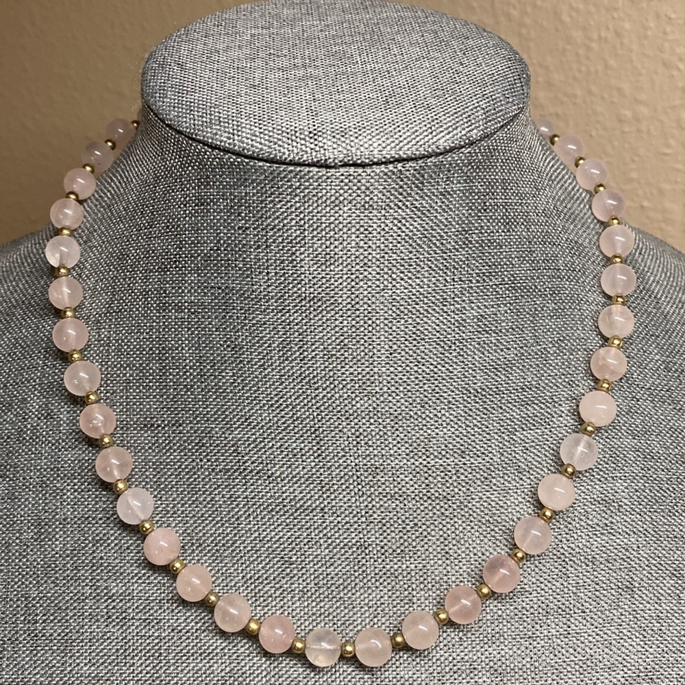 Vintage Rose Quartz Beaded Necklace